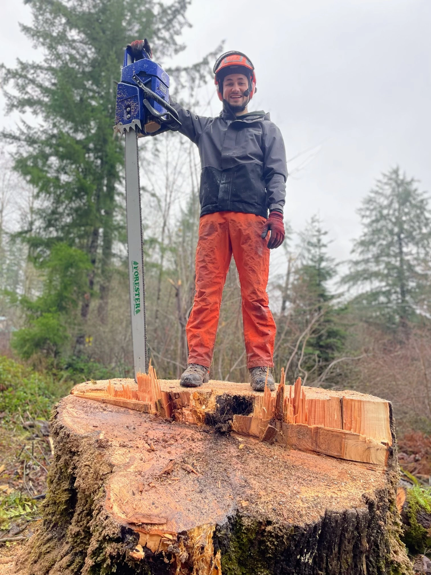 Chad with a chainsaw.
